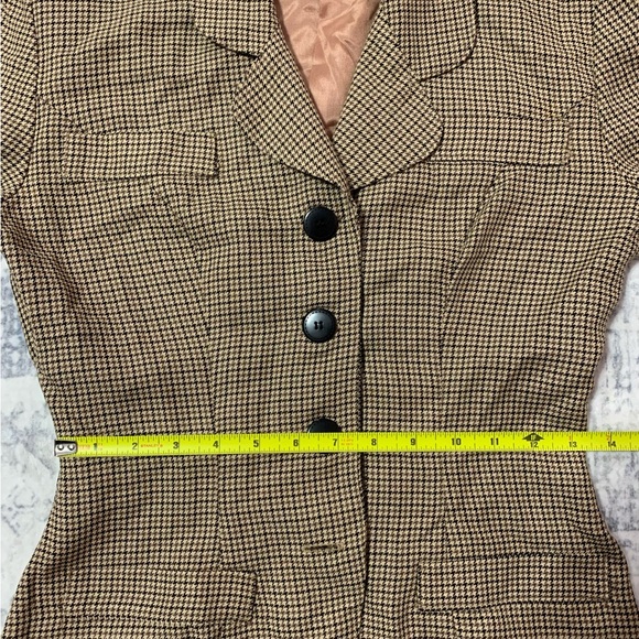 Vintage La Belle Women's Tan Houndstooth Blazer Jacket 3. J2 - Picture 7 of 14